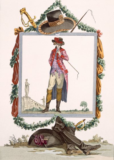 Young elegant courtier of the Palais Royal, engraved by Duhamel, plate no.233 from 